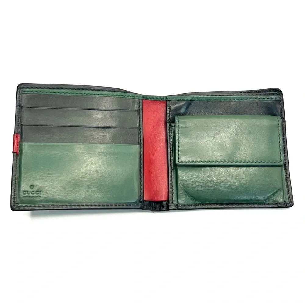 Gucci Black Leather Card Holder with Red Snap